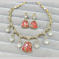 JCM Jewellery Gold Plated Druzy Crystal Stone Necklace Set