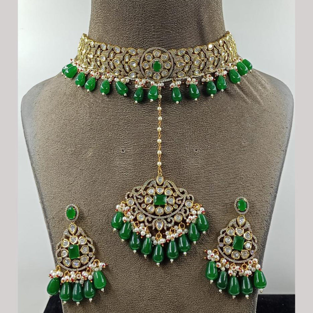 JCM Jewellery Gold Plated Polki Kundan Stone Choker Necklace Set