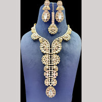 JCM Jewellery Gold Plated Polki Kundan Stone Long Necklace Set