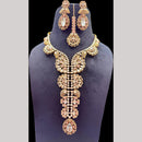 JCM Jewellery Gold Plated Polki Kundan Stone Long Necklace Set