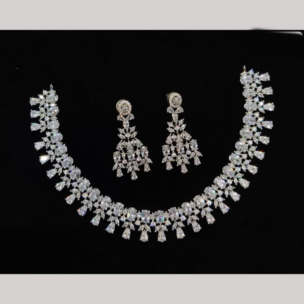 JCM Jewellery Silver Plated American Diamonds Necklace Set