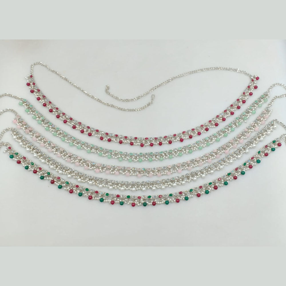 JCM Jewellery Silver Plated Crystal Stone And Pearls Kamarbandh