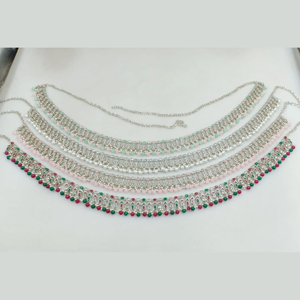 JCM Jewellery Silver Plated Crystal Stone And Pearls Kamarbandh