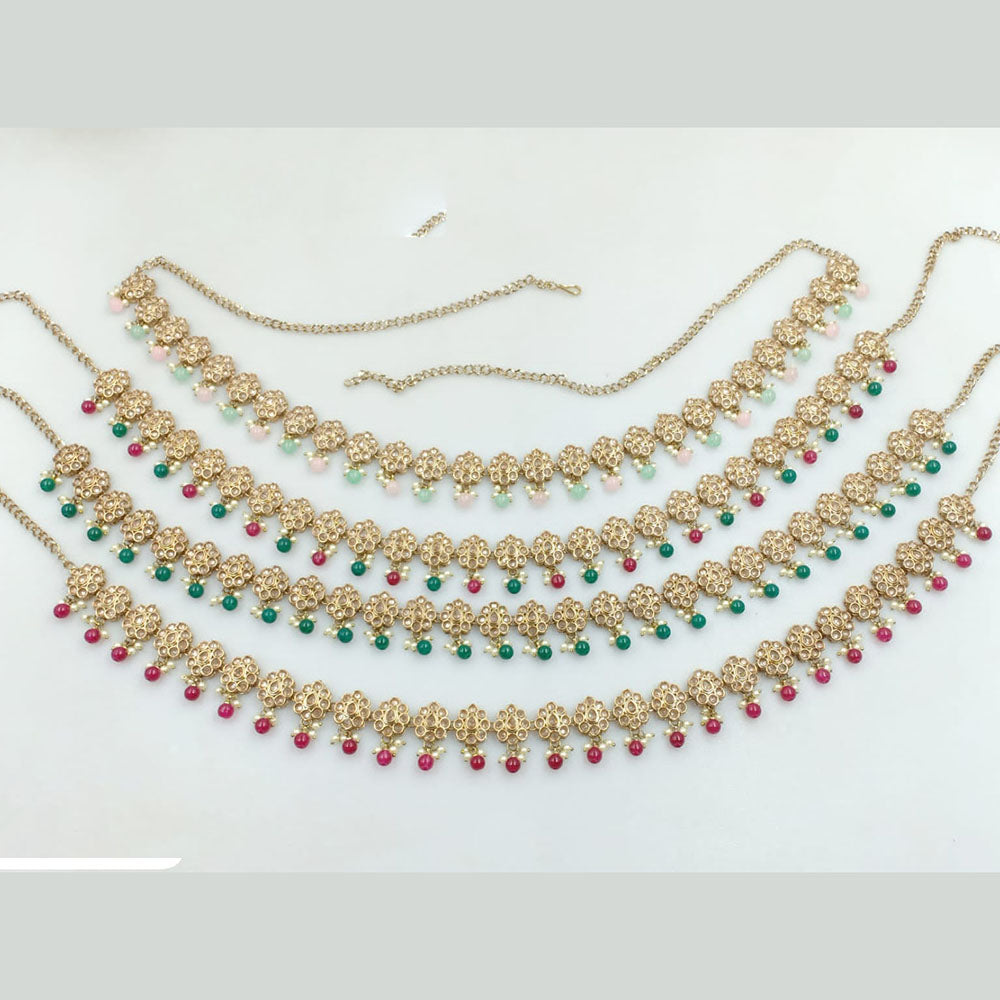 JCM Jewellery Gold Plated Crystal Stone And Pearls Kamarbandh