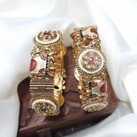 JCM Jewellery Traditional Gold Finish Meenakari Openable  Bangles Set