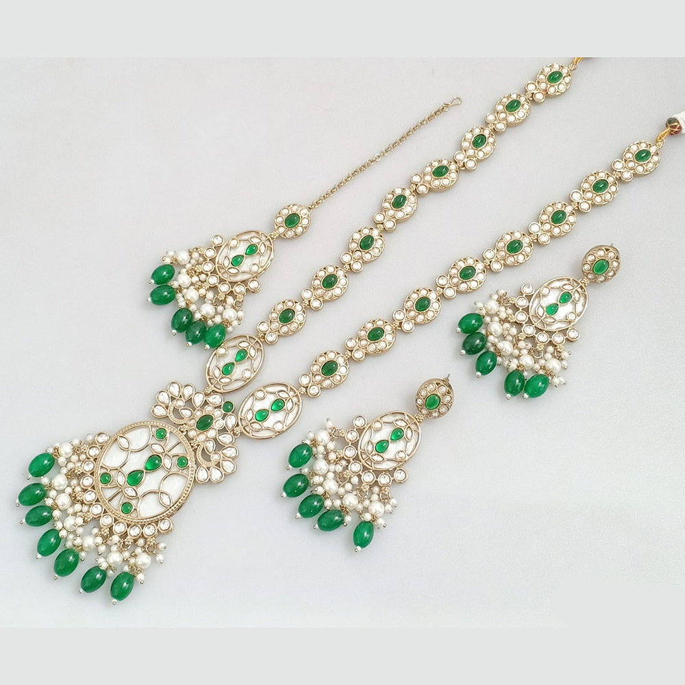 JCM Gold Plated Polki Kundan Stone Necklace Set