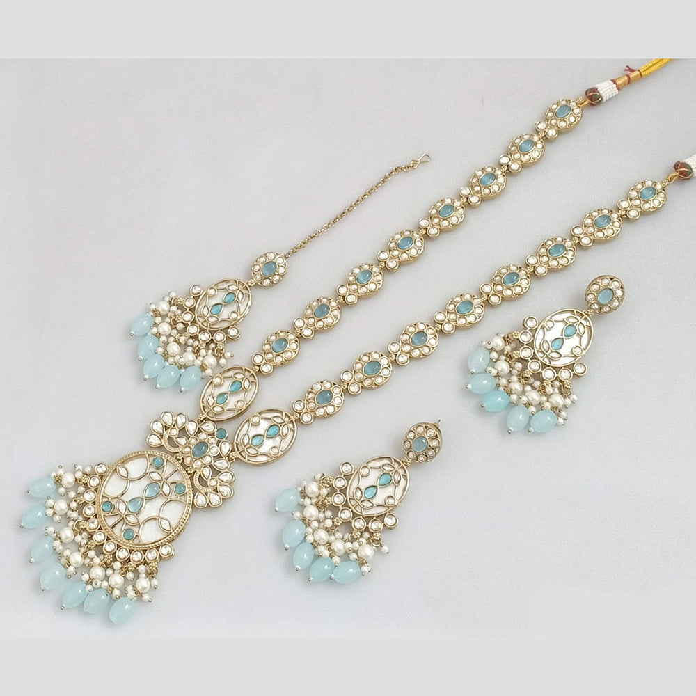 JCM Gold Plated Polki Kundan Stone Necklace Set
