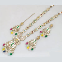 JCM Gold Plated Polki Kundan Stone Necklace Set