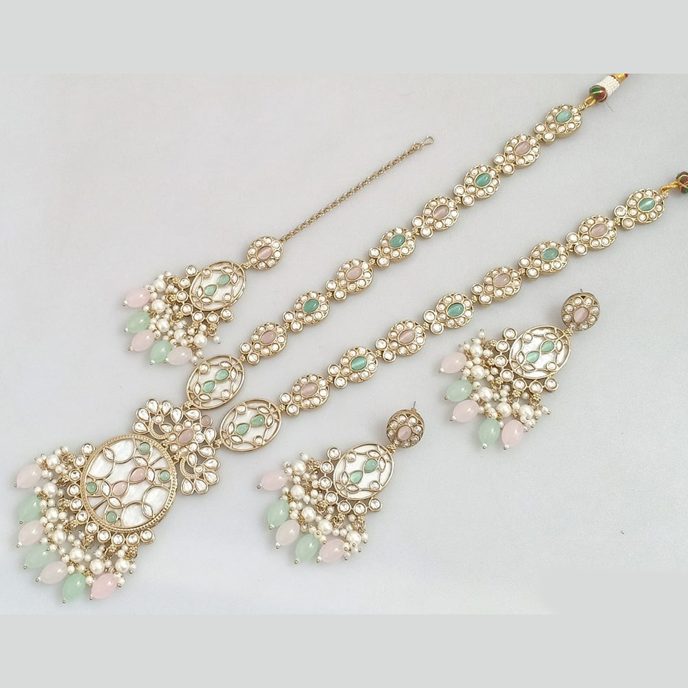 JCM Gold Plated Polki Kundan Stone Necklace Set