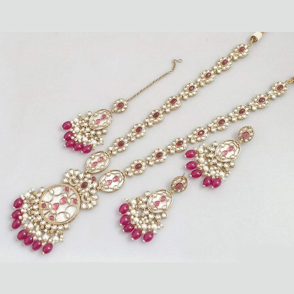 JCM Gold Plated Polki Kundan Stone Necklace Set