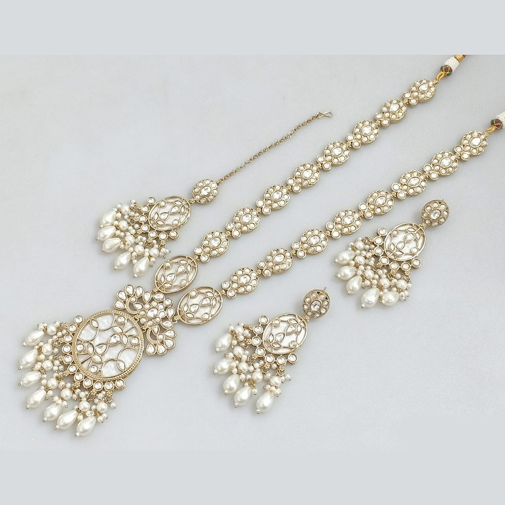 JCM Gold Plated Polki Kundan Stone Necklace Set