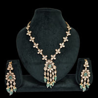 JCM Gold Plated Polki Kundan Stone Necklace Set
