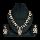JCM Gold Plated Polki Kundan Stone Necklace Set