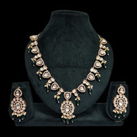 JCM Gold Plated Polki Kundan Stone Necklace Set