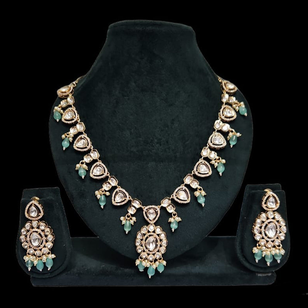 JCM Gold Plated Polki Kundan Stone Necklace Set