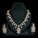 JCM Gold Plated Polki Kundan Stone Necklace Set