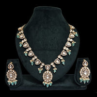 JCM Gold Plated Polki Kundan Stone Necklace Set
