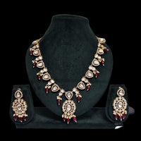JCM Gold Plated Polki Kundan Stone Necklace Set