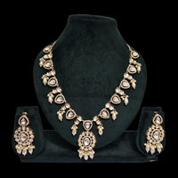 JCM Gold Plated Polki Kundan Stone Necklace Set