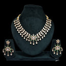 JCM Gold Plated Polki Kundan Stone Necklace Set