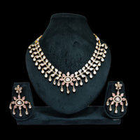 JCM Gold Plated Polki Kundan Stone Necklace Set