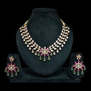 JCM Gold Plated Polki Kundan Stone Necklace Set