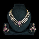 JCM Gold Plated Polki Kundan Stone Necklace Set