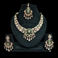 JCM Gold Plated Polki Kundan Stone Meenakari Necklace Set