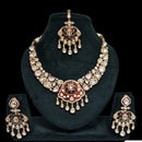 JCM Gold Plated Polki Kundan Stone Meenakari Necklace Set