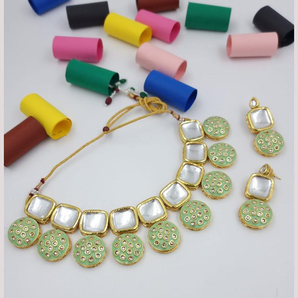JCM Gold Plated Kundan Stone And Meenakari Necklace Set