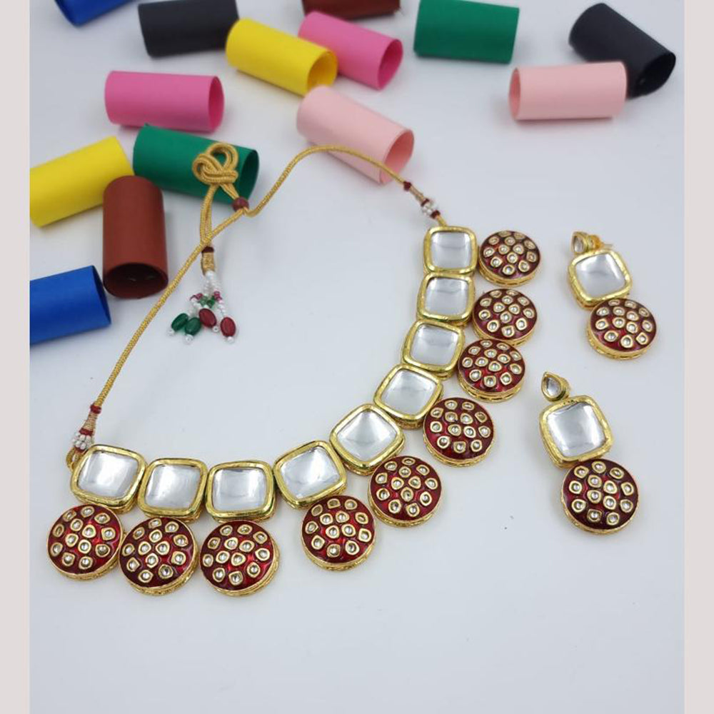 JCM Gold Plated Kundan Stone And Meenakari Necklace Set