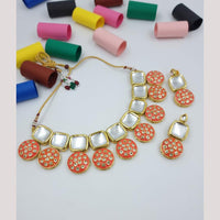 JCM Gold Plated Kundan Stone And Meenakari Necklace Set