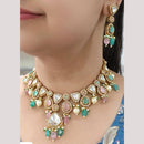 JCM Gold Plated Polki Kundan Stone And Beads Necklace Set