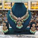 JCM Gold Plated Polki Kundan Stone And Beads Necklace Set