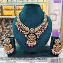 JCM Gold Plated Polki Kundan Stone And Beads Necklace Set