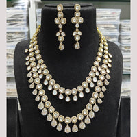 JCM Gold Plated Polki Kundan Stone And Beads Necklace Set