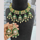 JCM Gold Plated Polki Kundan Stone And Beads Necklace Set
