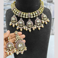 JCM Gold Plated Polki Kundan Stone And Beads Necklace Set