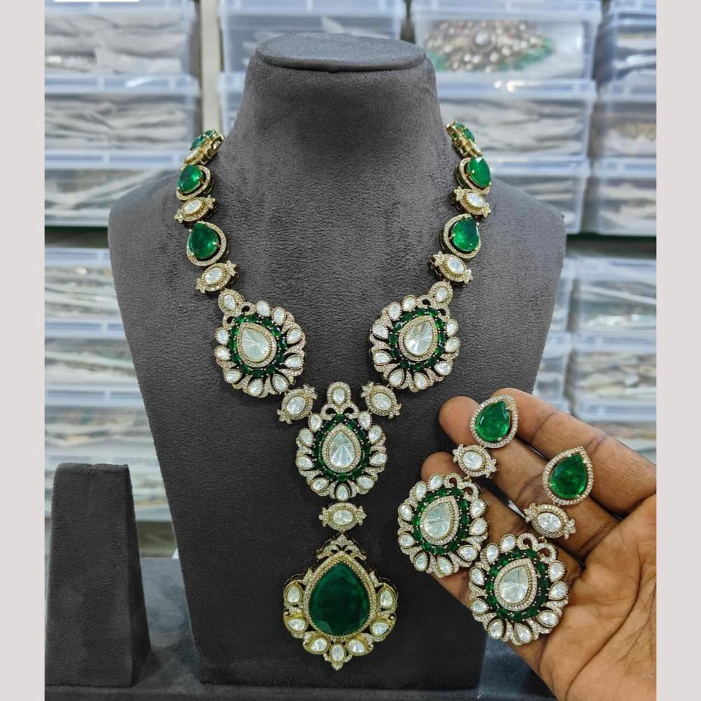 JCM Gold Plated Polki Kundan Stone Necklace Set