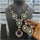 JCM Gold Plated Polki Kundan Stone Necklace Set