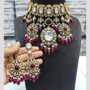 JCM Gold Plated Polki Kundan Stone And Beads Choker Necklace Set