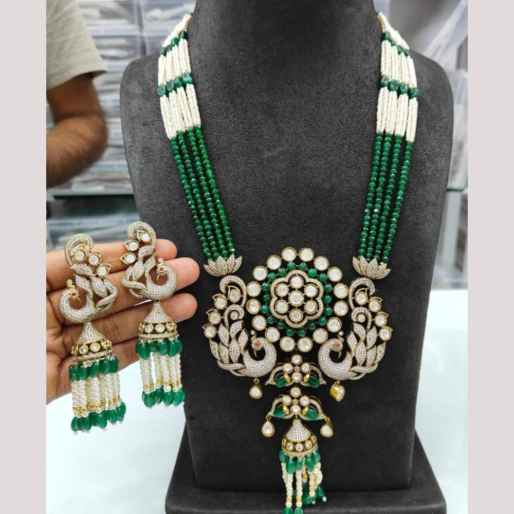 JCM Gold Plated Austrian Stone And Beads Long Necklace Set