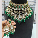 JCM Gold Plated Polki Kundan Stone And Beads Choker Necklace Set