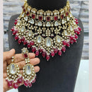 JCM Gold Plated Polki Kundan Stone And Beads Choker Necklace Set