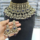 JCM Gold Plated Polki Kundan Stone And Beads Choker Necklace Set