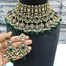 JCM Gold Plated Polki Kundan Stone And Beads Choker Necklace Set