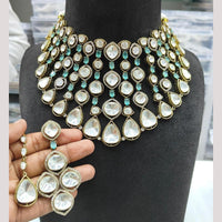 JCM Gold Plated Polki Kundan Stone Choker Necklace Set