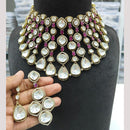 JCM Gold Plated Polki Kundan Stone Choker Necklace Set