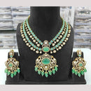 JCM Gold Plated Polki Kundan Stone And Beads Necklace Set