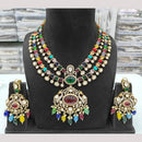 JCM Gold Plated Polki Kundan Stone And Beads Necklace Set